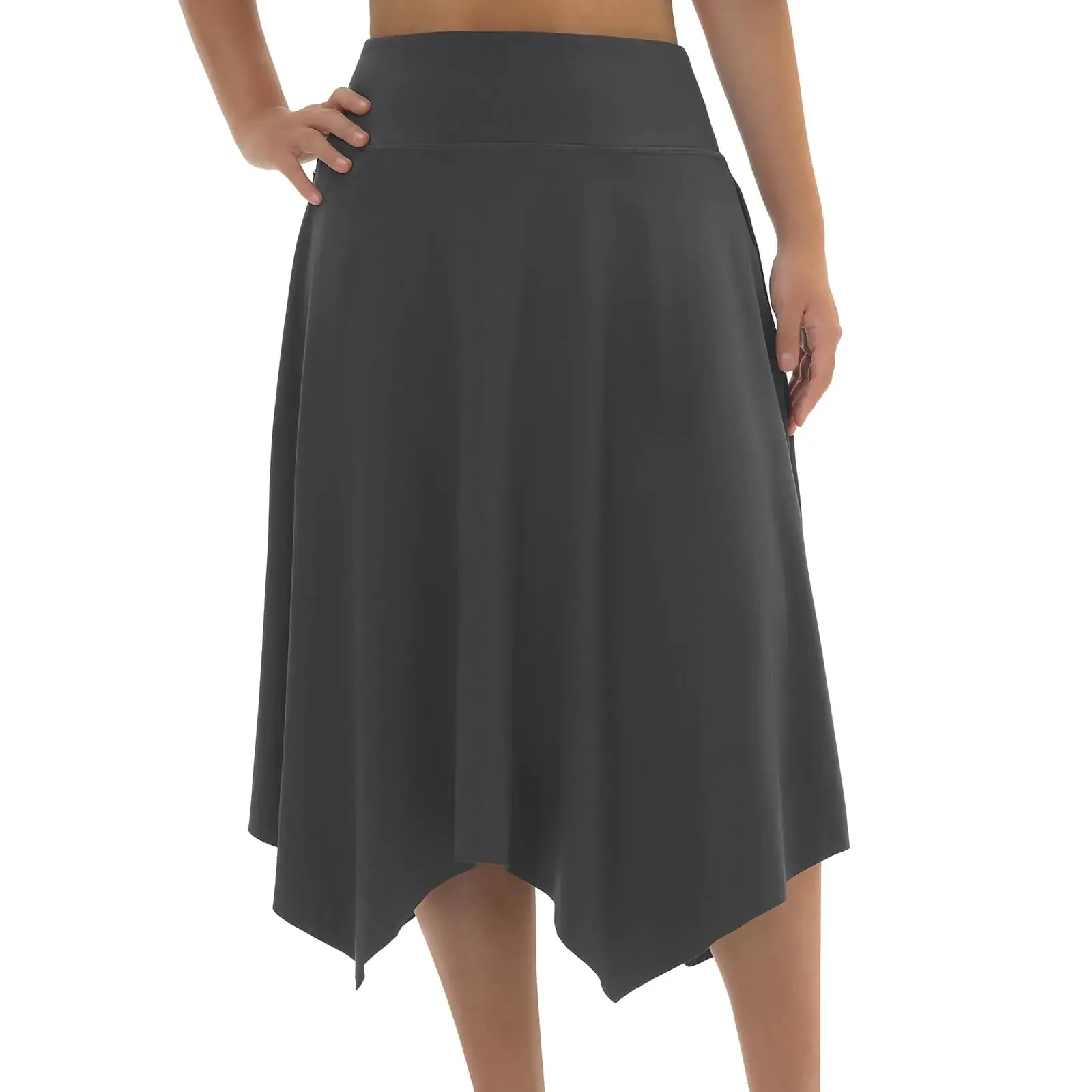 COPYTREE Knee Length Skorts Skirts for Women with Pockets High Waisted Athletic Skorts Womens Modest Midi Skirts Grey XXL