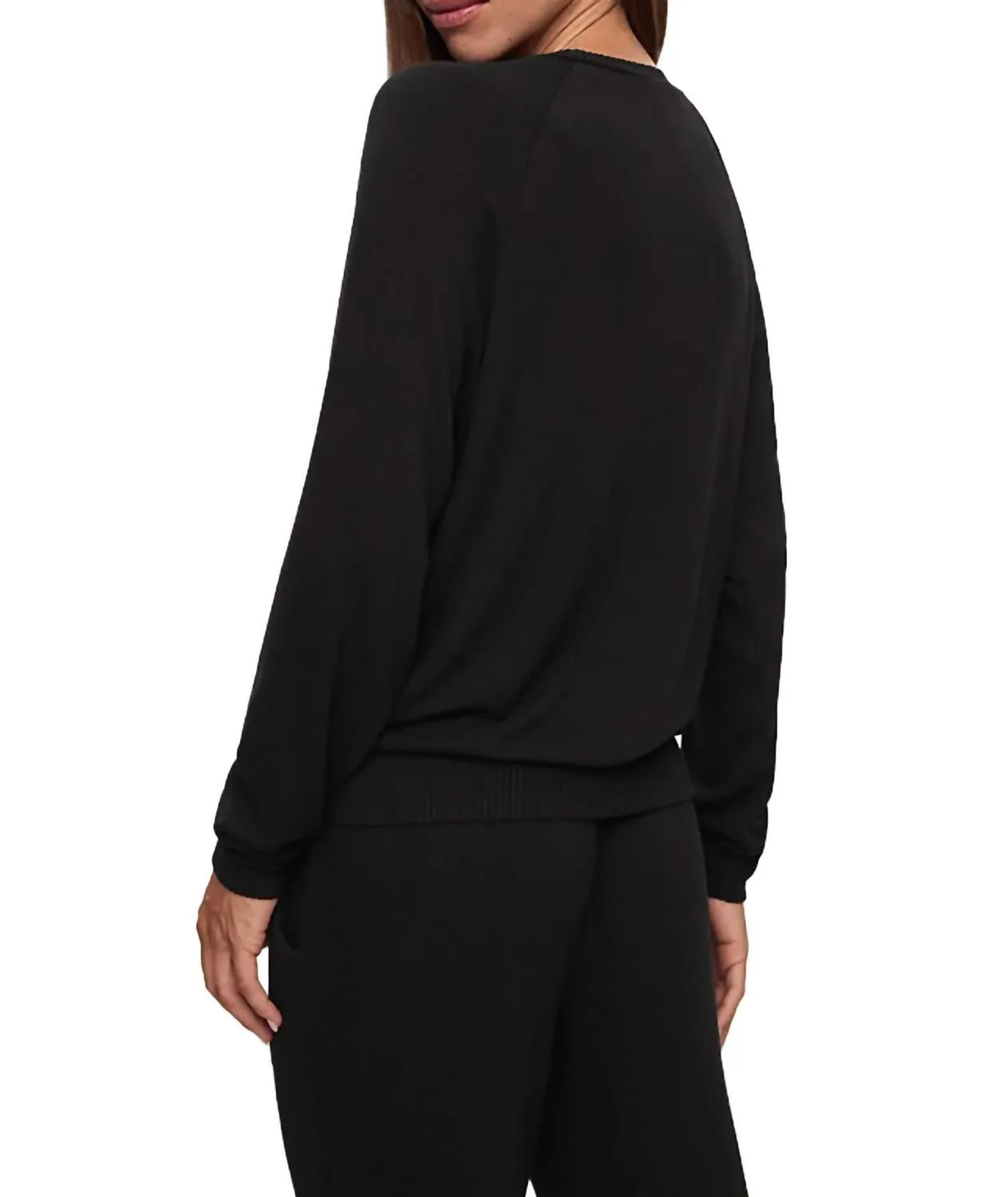 Cozy Time Crew Neck Top In Black