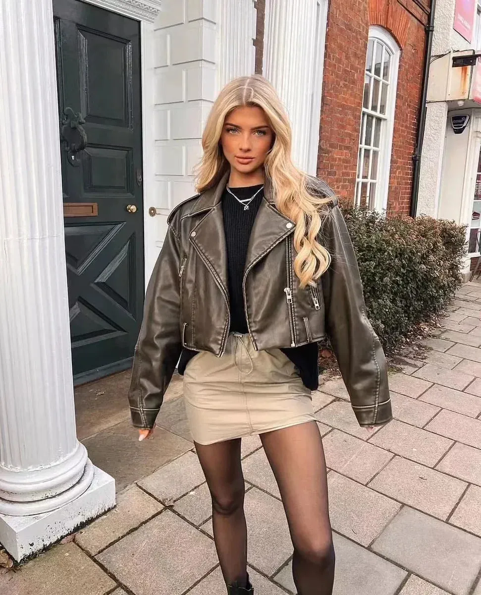 Cropped Leather Biker Jacket | Edgy & Timeless | Modern Rebel