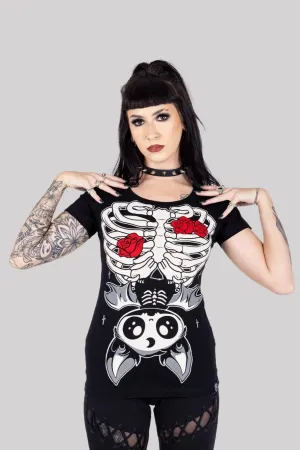 Cupcake Cult Ribcage Bat T-Shirt - Gothic Top - Alternative Fashion