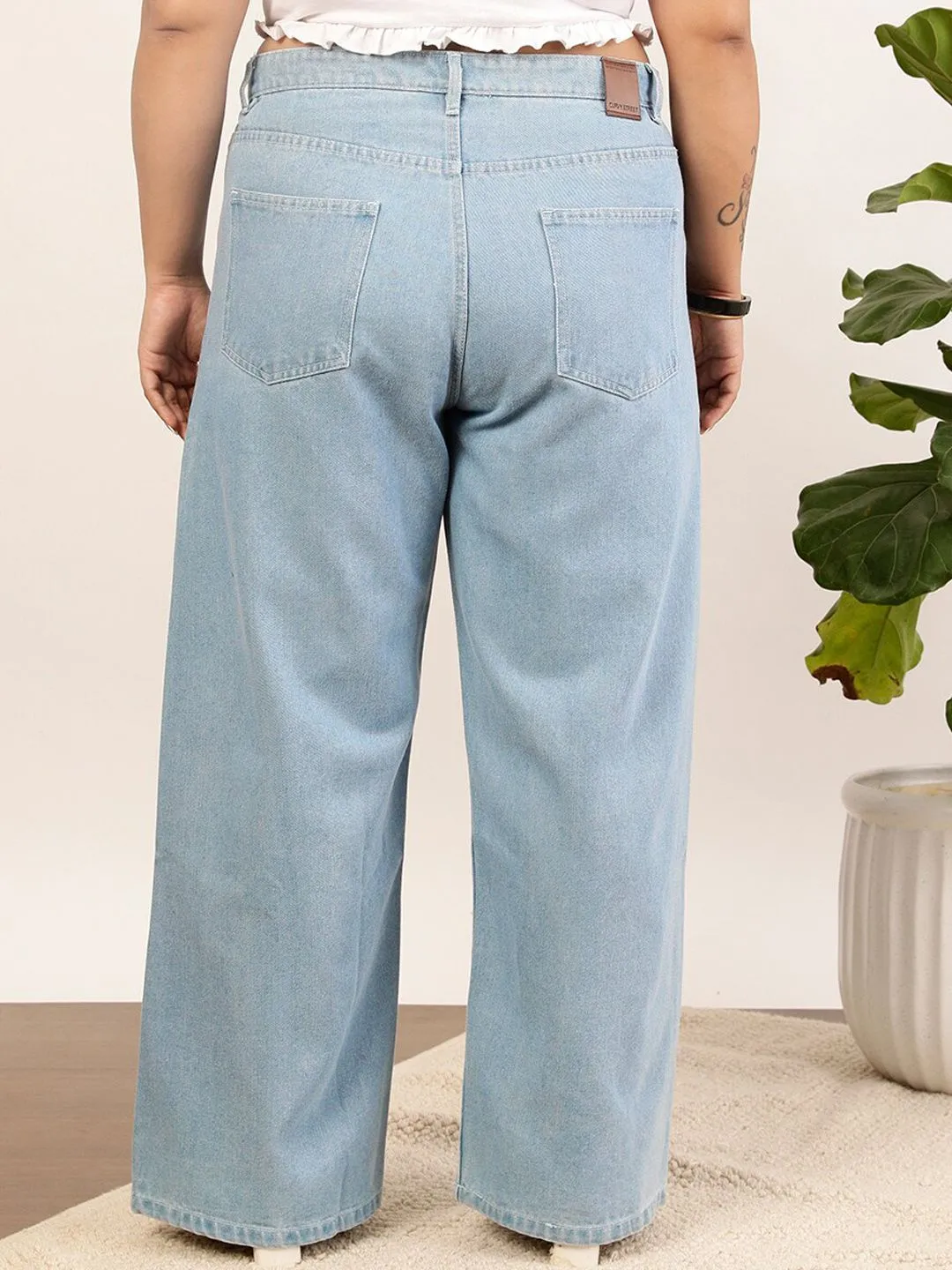 CURVY STREET jean Women Clean Look Pure Cotton Wide Leg Jeans