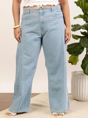 CURVY STREET jean Women Clean Look Pure Cotton Wide Leg Jeans