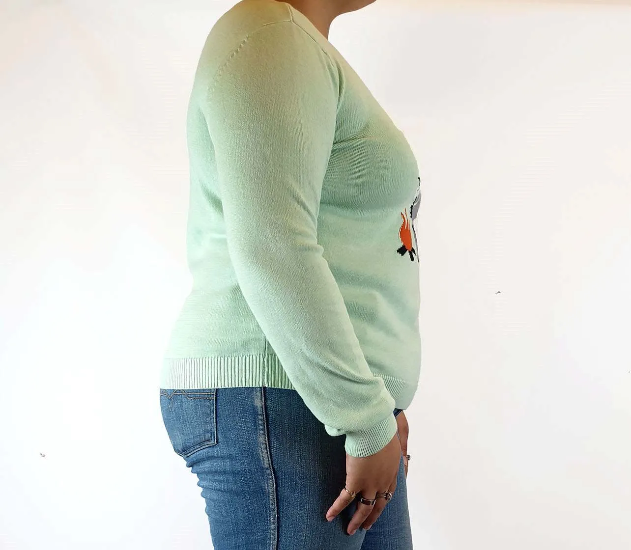 Dangerfield mint green knit jumper with Koala front size 18 (small fit, bests 14-16)