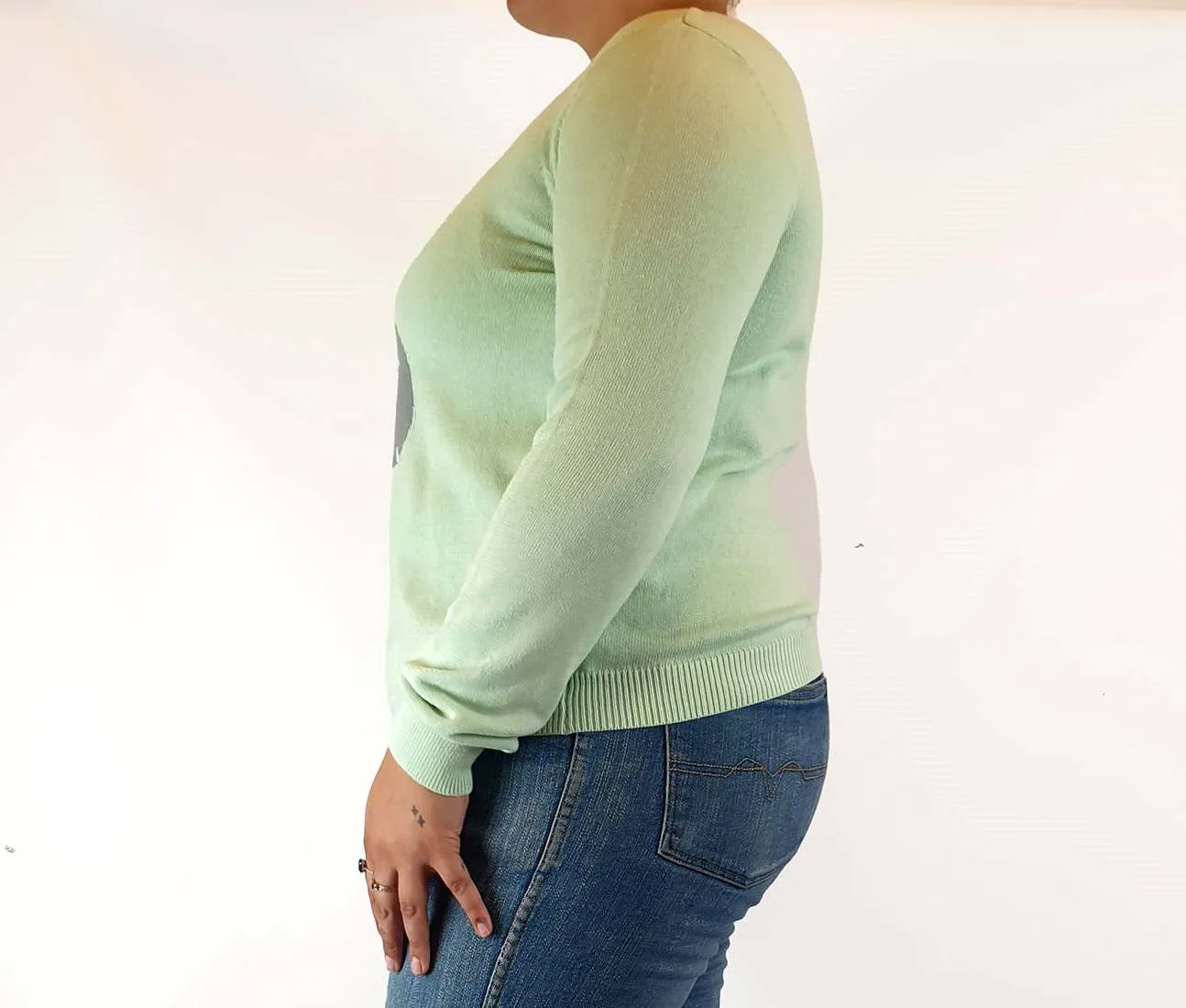 Dangerfield mint green knit jumper with Koala front size 18 (small fit, bests 14-16)