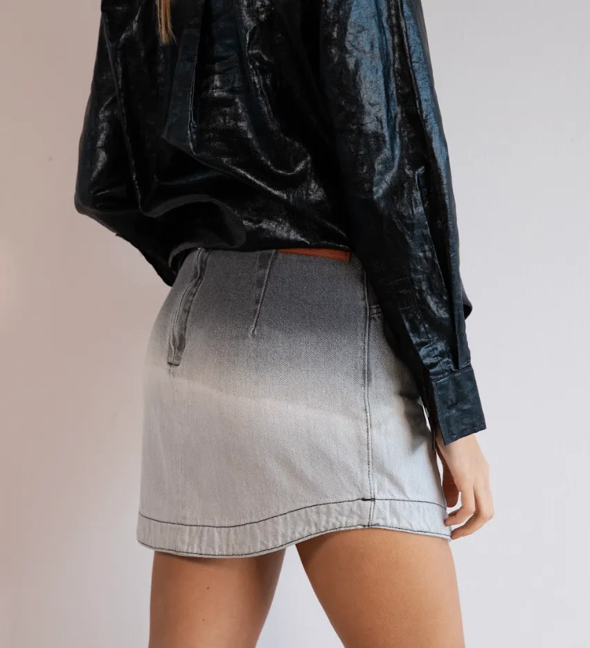 Degrade Denim Black Mini Skirt
