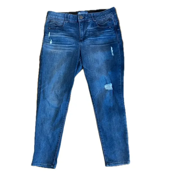 Democracy Ab Solution Ankle Skimmer Distressed Jeans Blue B1176X0NJ Size 12