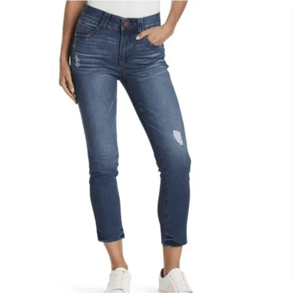Democracy Ab Solution Ankle Skimmer Distressed Jeans Blue B1176X0NJ Size 12