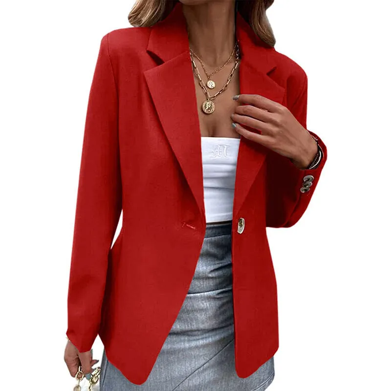 Double Breasted Long Sleeved Single Button Women's Blazers