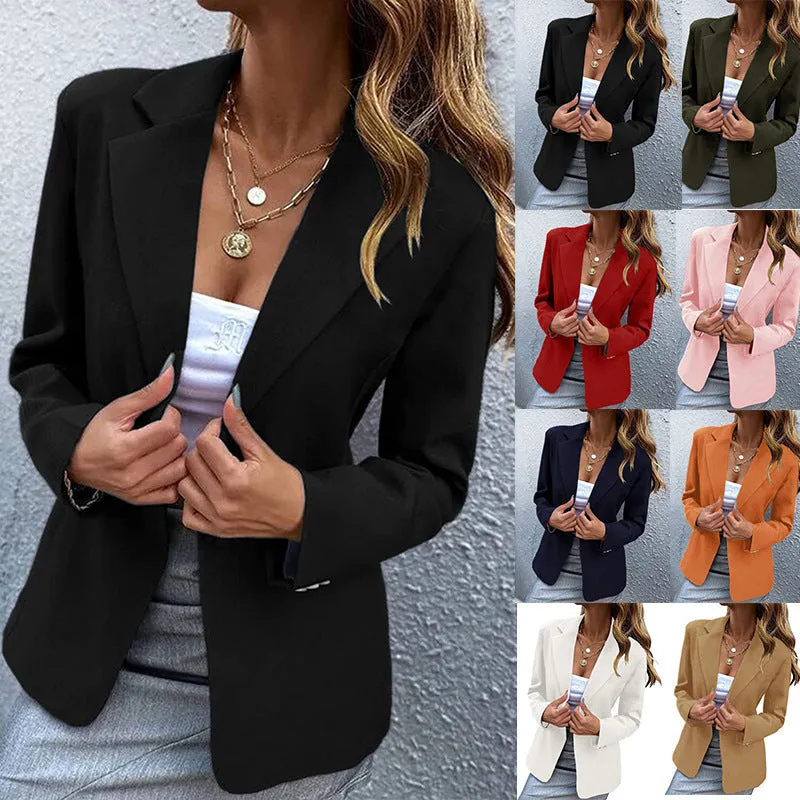 Double Breasted Long Sleeved Single Button Women's Blazers