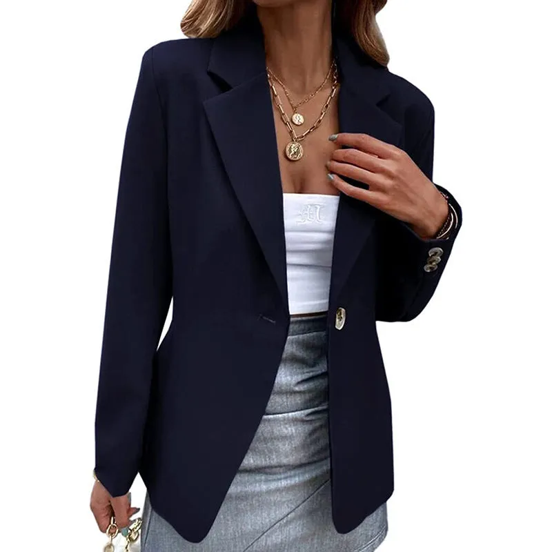 Double Breasted Long Sleeved Single Button Women's Blazers