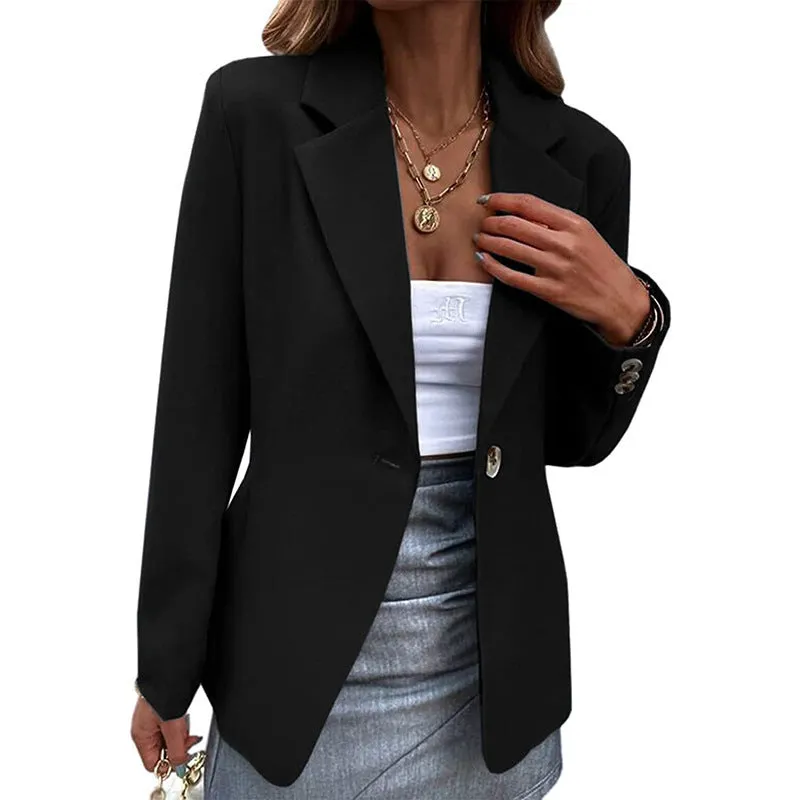 Double Breasted Long Sleeved Single Button Women's Blazers