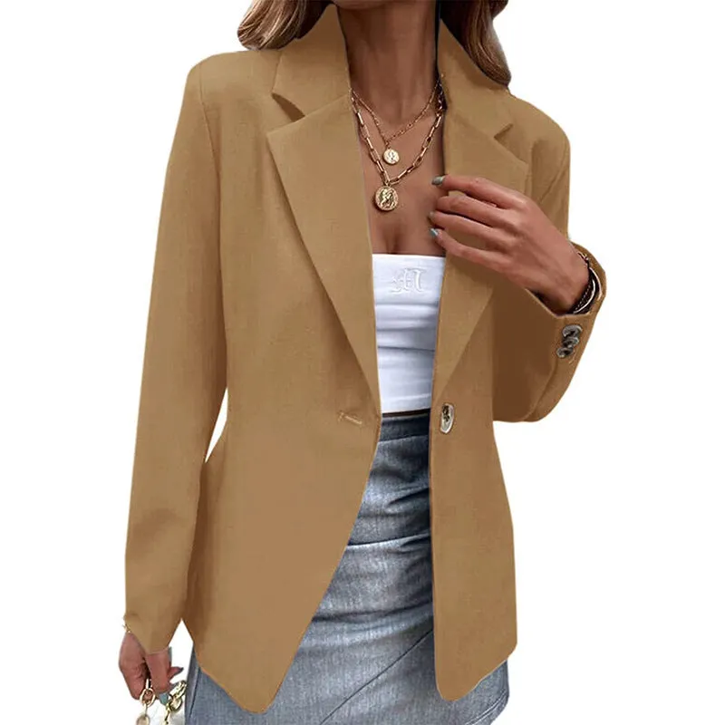 Double Breasted Long Sleeved Single Button Women's Blazers