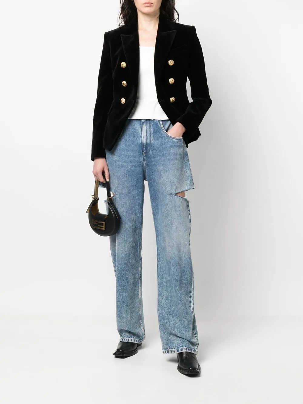 Double-Breasted Velvet Blazer