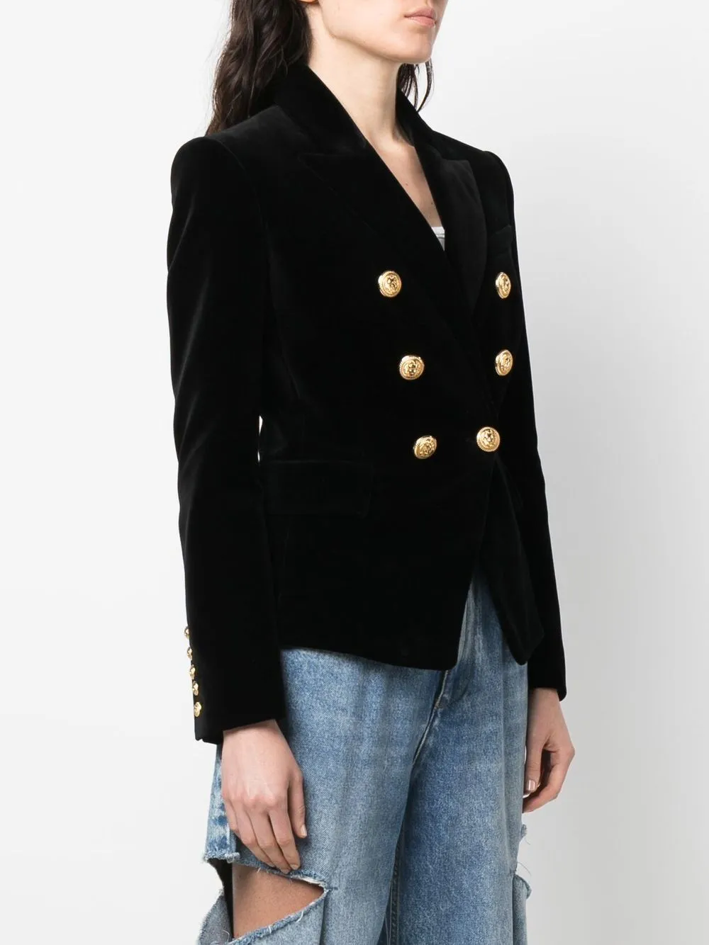 Double-Breasted Velvet Blazer