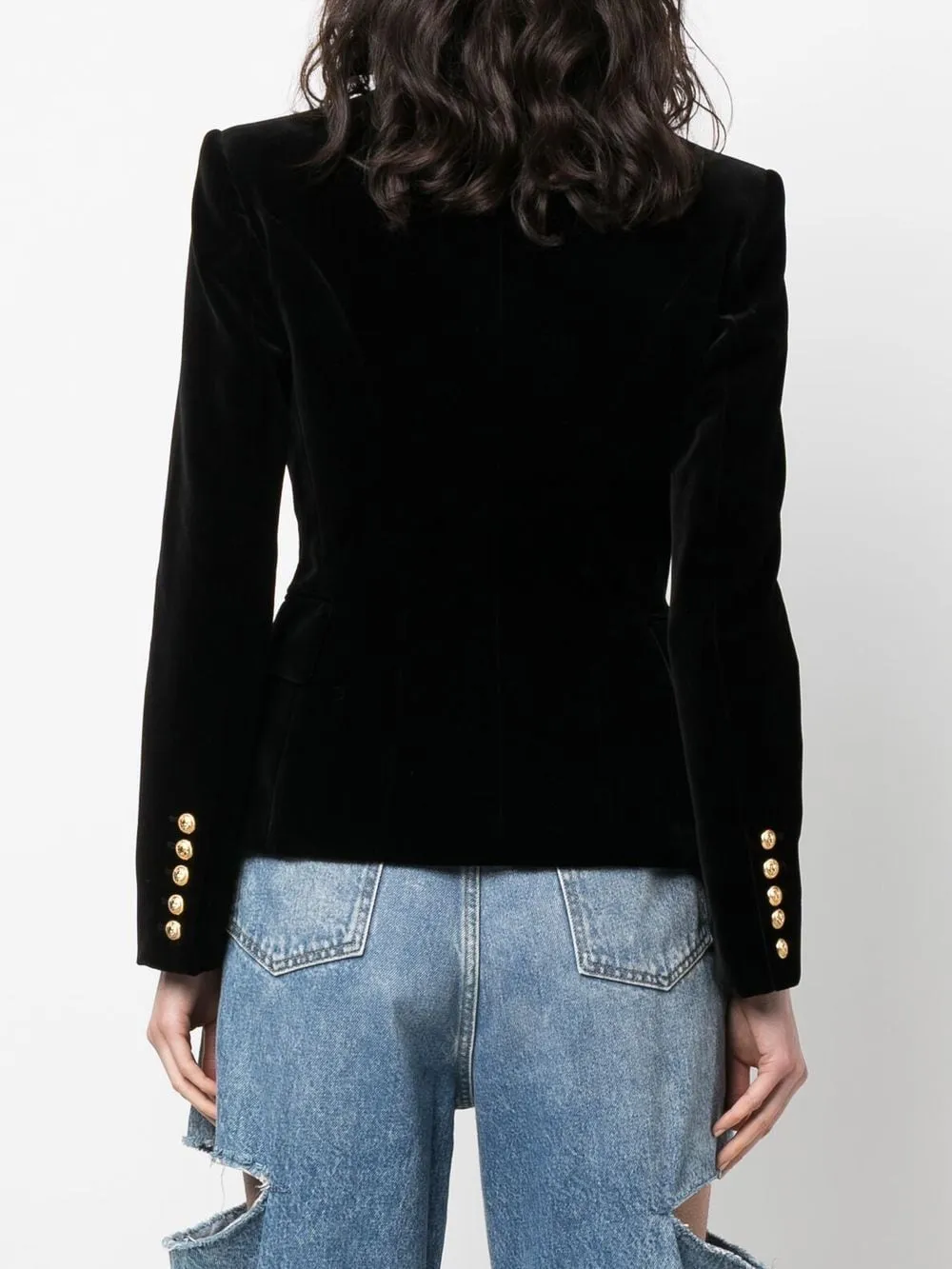 Double-Breasted Velvet Blazer