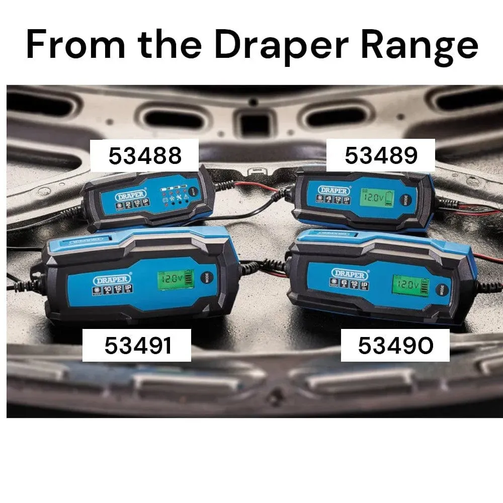 Draper 53490 6/12V Smart Charger And Battery Maintainer, 6A Dr-53490