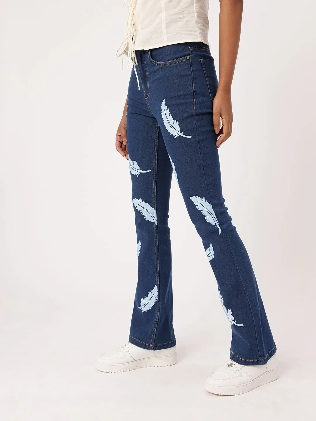 DressBerry Women Grunge Glam Flared Fit Printed Jeans