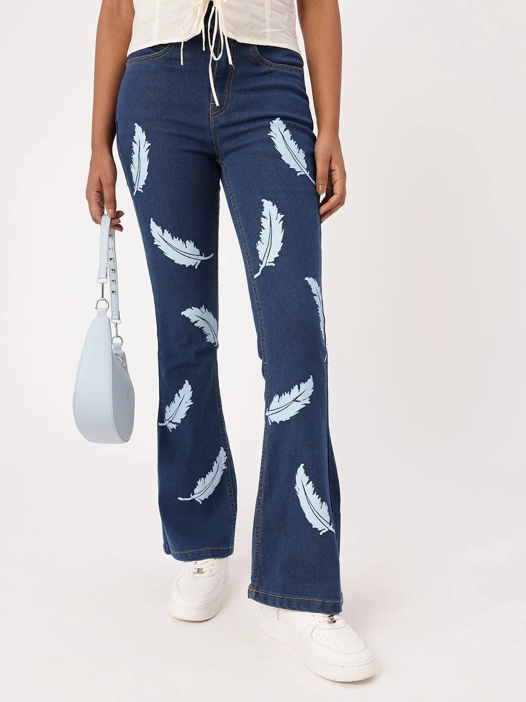 DressBerry Women Grunge Glam Flared Fit Printed Jeans