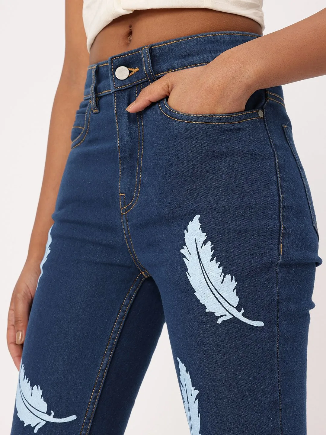 DressBerry Women Grunge Glam Flared Fit Printed Jeans