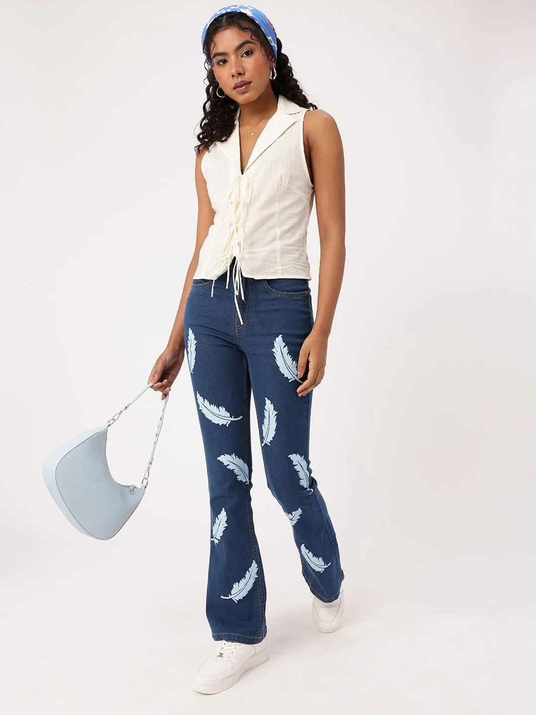 DressBerry Women Grunge Glam Flared Fit Printed Jeans