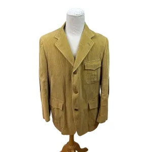 Eddie Bauer Mens Tan Blazer Jacket W/ Elbow Patches & Pockets