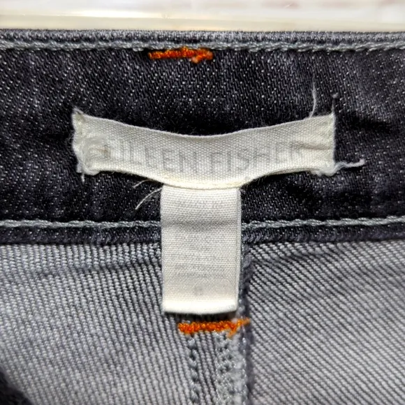 Eileen Fisher Organic Cotton Stretch Slim Jean Slim Fit Full Length Denim Grey 8