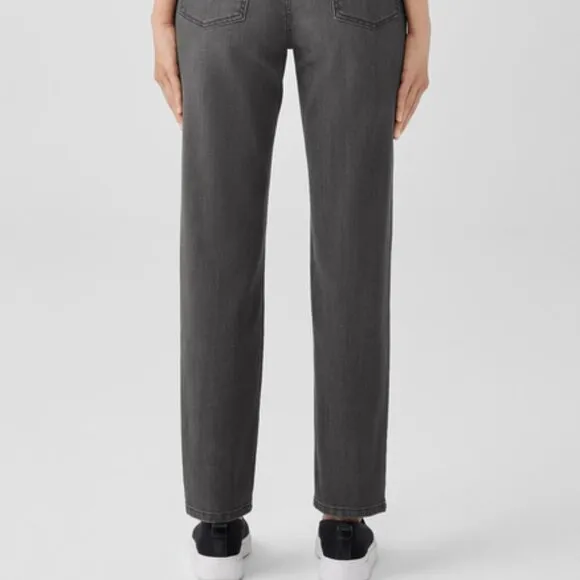 Eileen Fisher Organic Cotton Stretch Slim Jean Slim Fit Full Length Denim Grey 8
