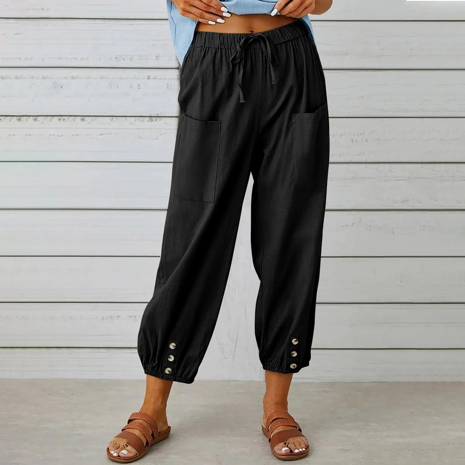 Elda Pants - Women's linen capri pants for relaxed comfort in a loose-fitting style