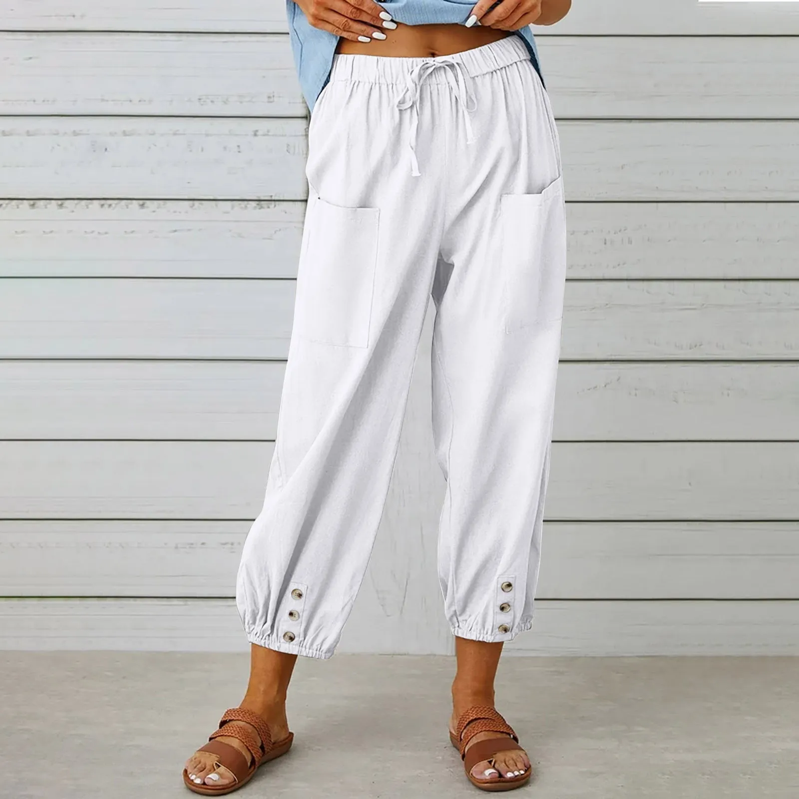 Elda Pants - Women's linen capri pants for relaxed comfort in a loose-fitting style