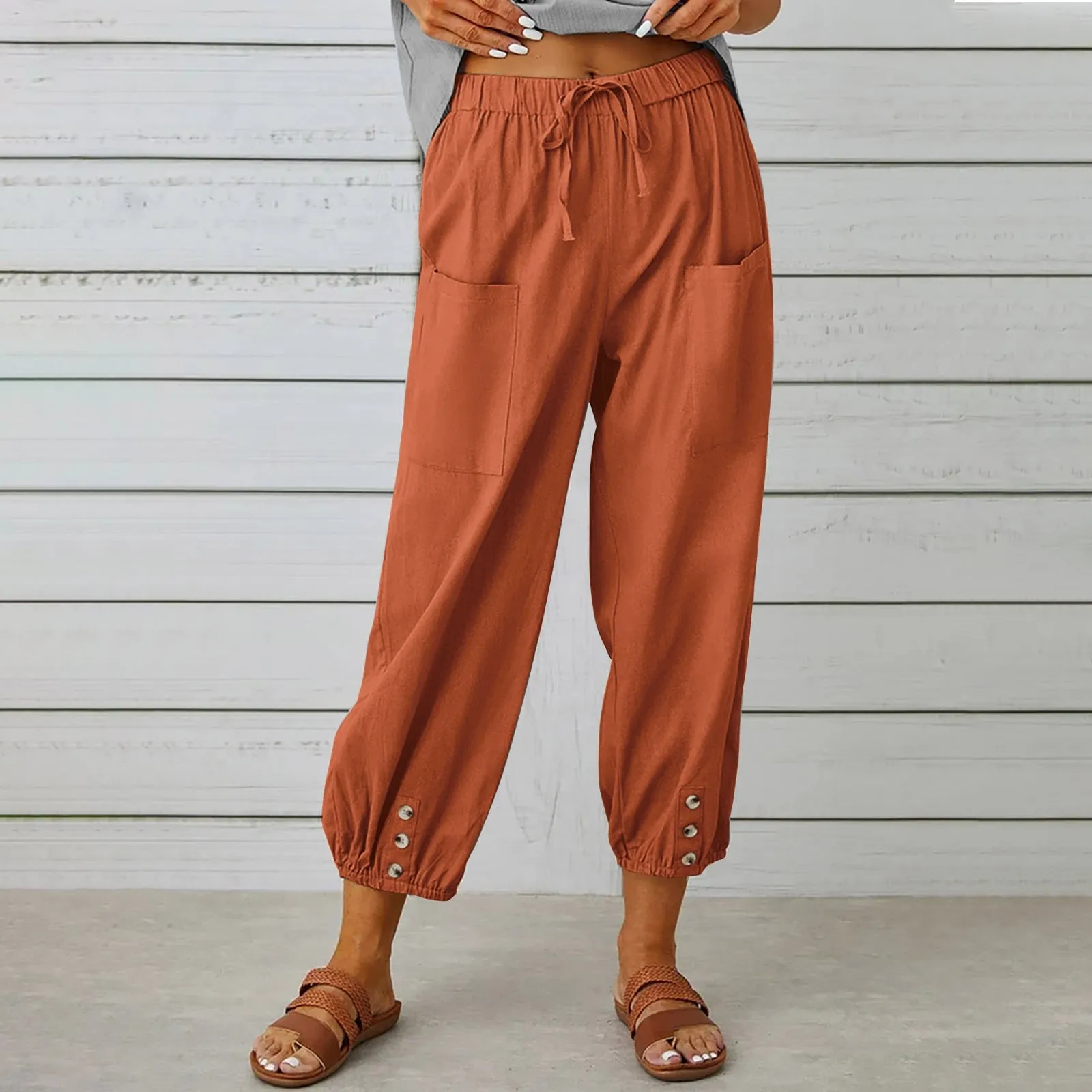 Elda Pants - Women's linen capri pants for relaxed comfort in a loose-fitting style