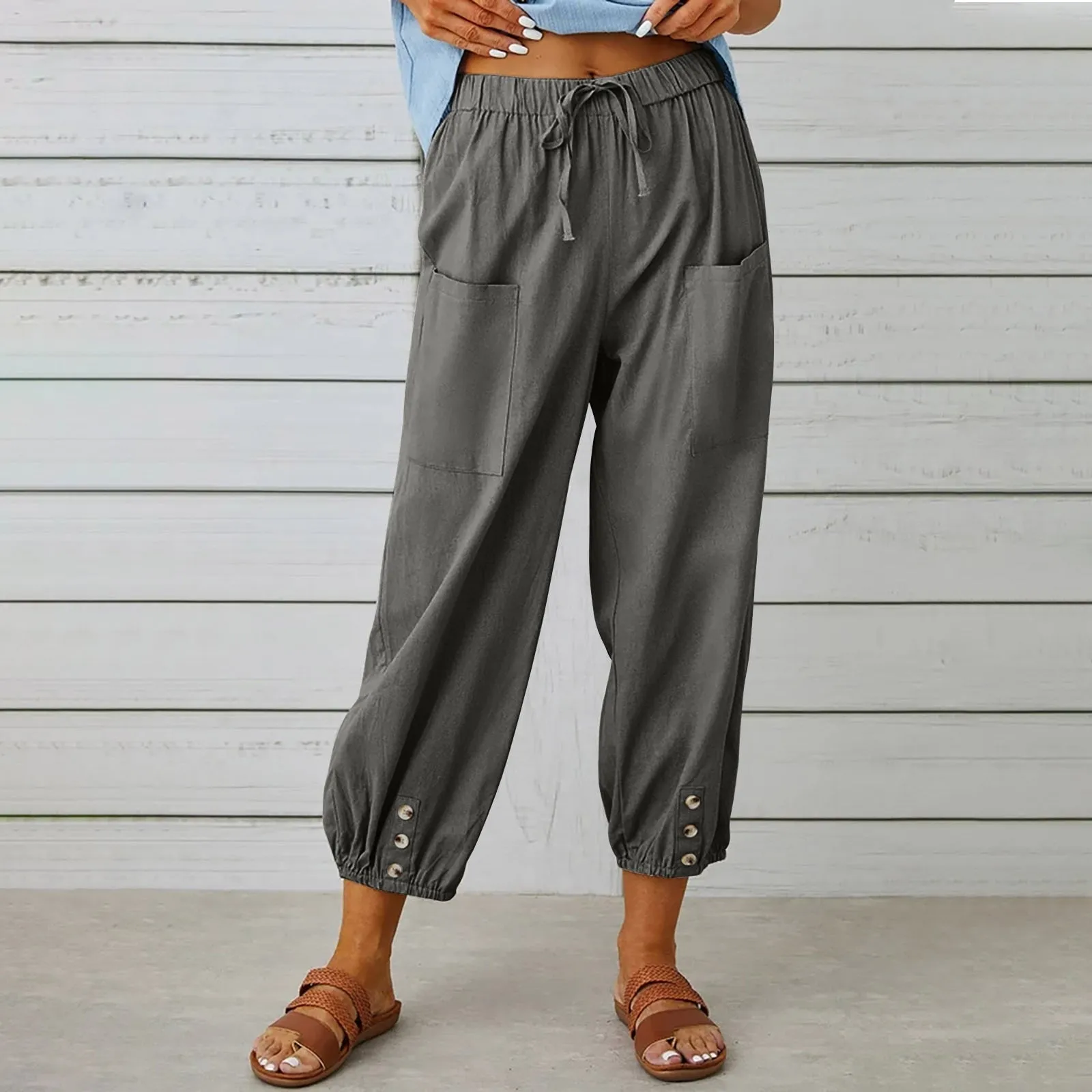 Elda Pants - Women's linen capri pants for relaxed comfort in a loose-fitting style