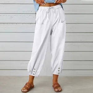 Elda Pants - Women's linen capri pants for relaxed comfort in a loose-fitting style