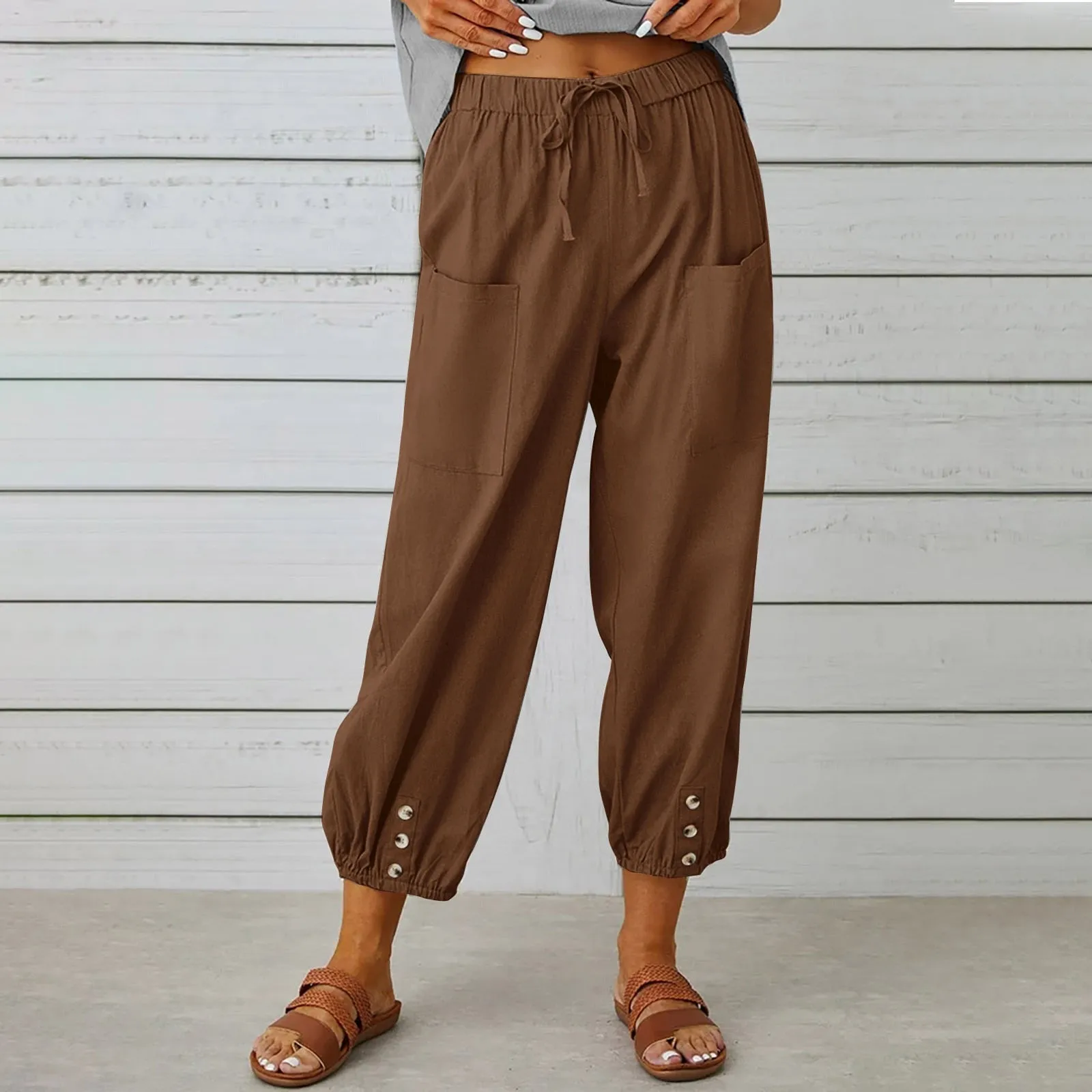 Elda Pants - Women's linen capri pants for relaxed comfort in a loose-fitting style