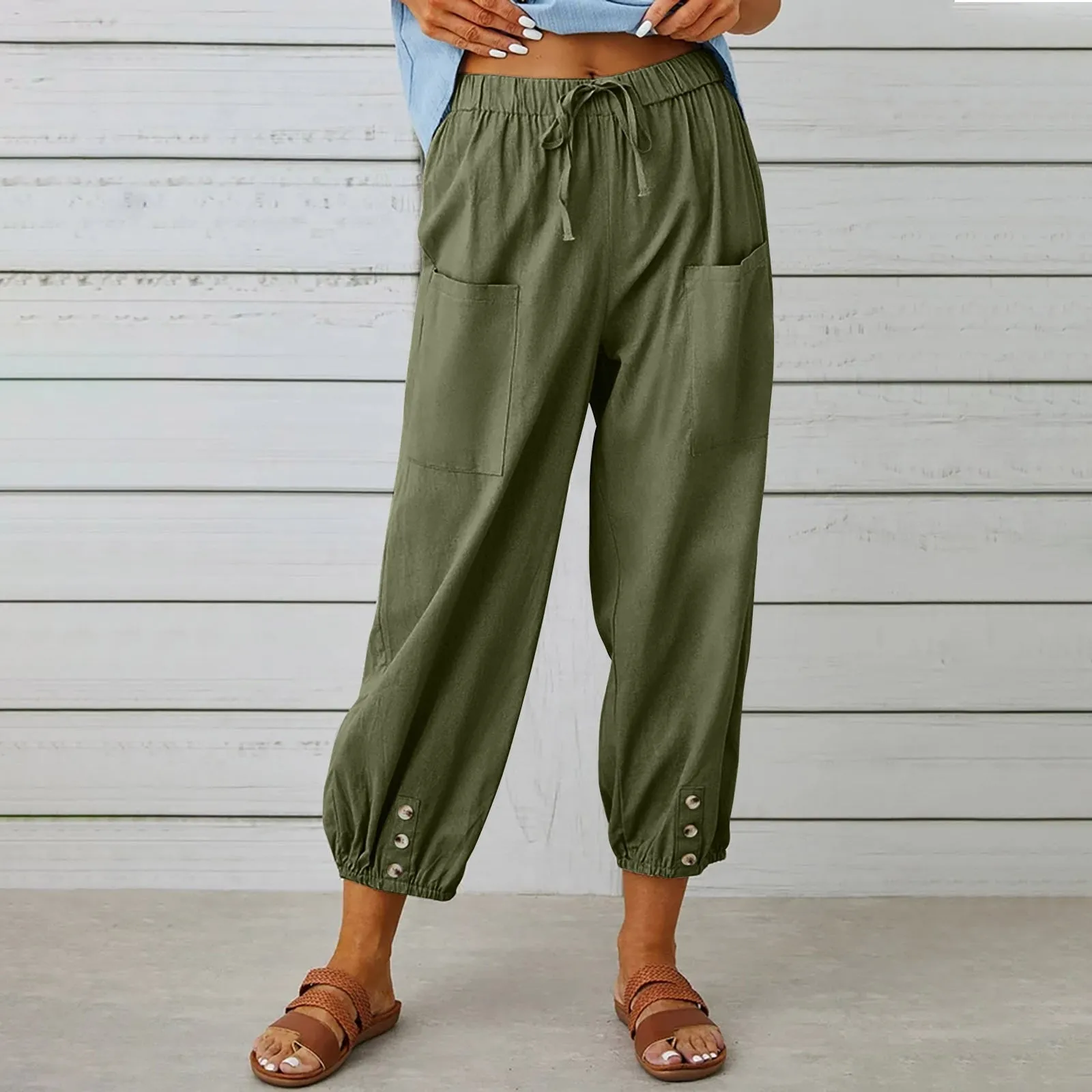 Elda Pants - Women's linen capri pants for relaxed comfort in a loose-fitting style