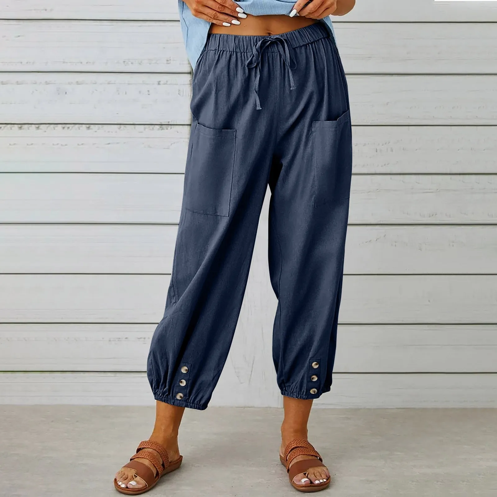 Elda Pants - Women's linen capri pants for relaxed comfort in a loose-fitting style