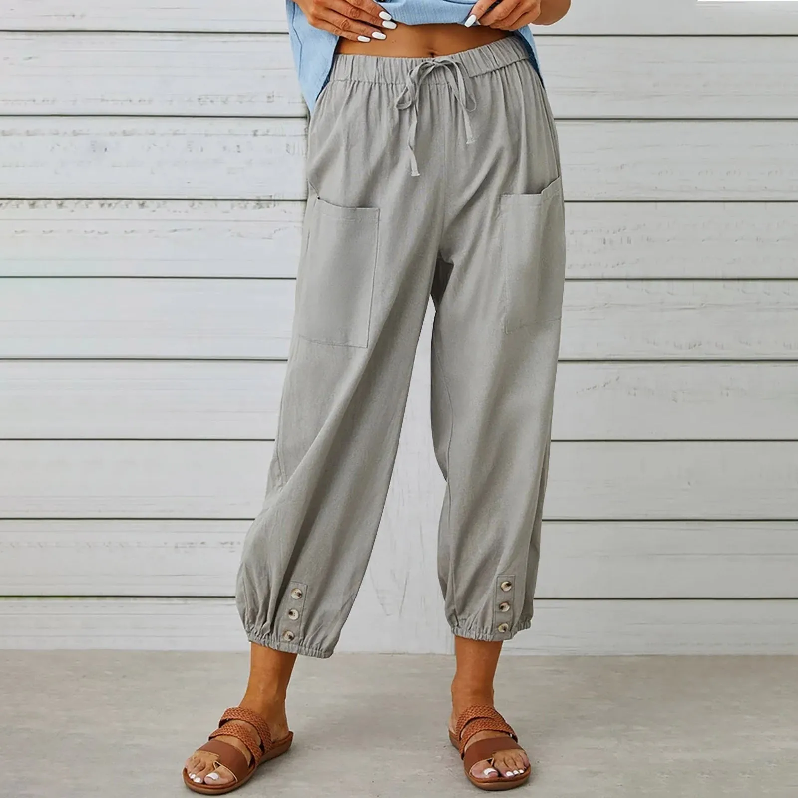 Elda Pants - Women's linen capri pants for relaxed comfort in a loose-fitting style