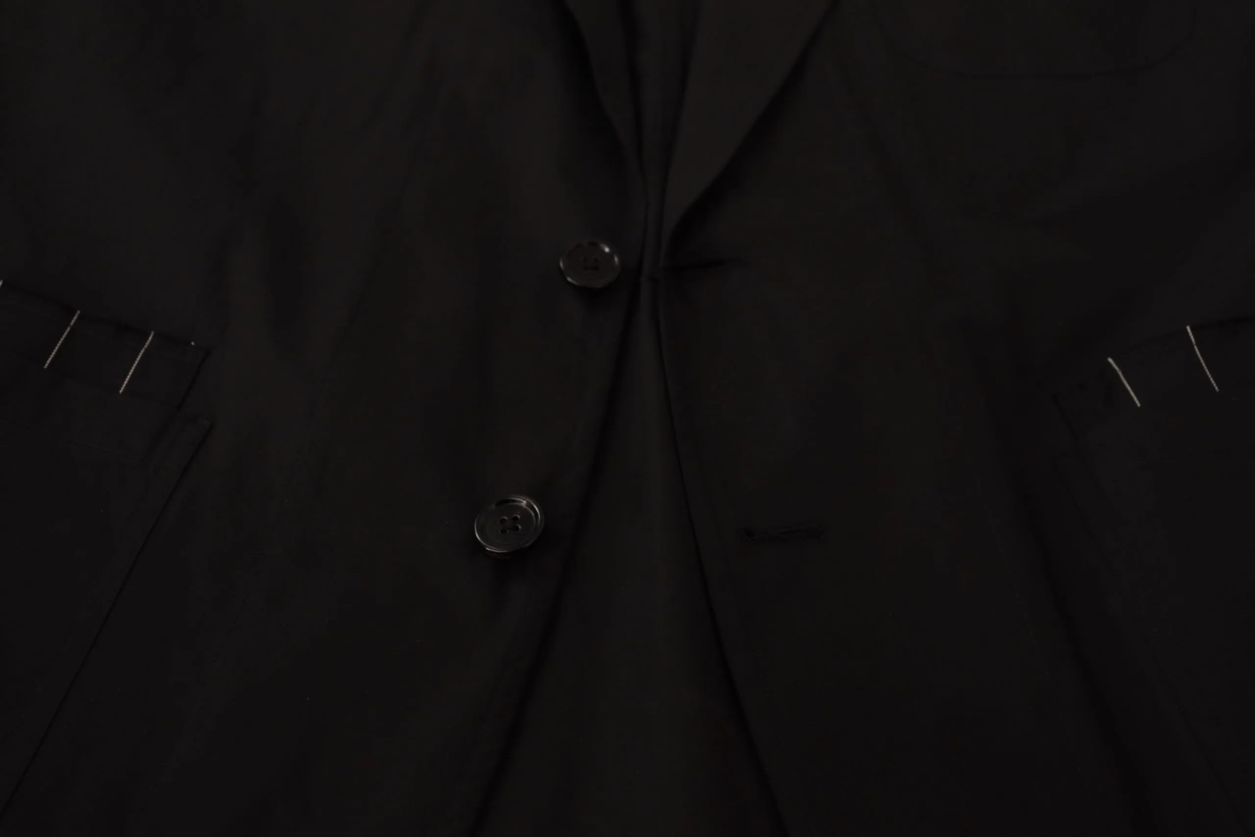 Elegant Black Cotton-Wool Blend Blazer Jacket