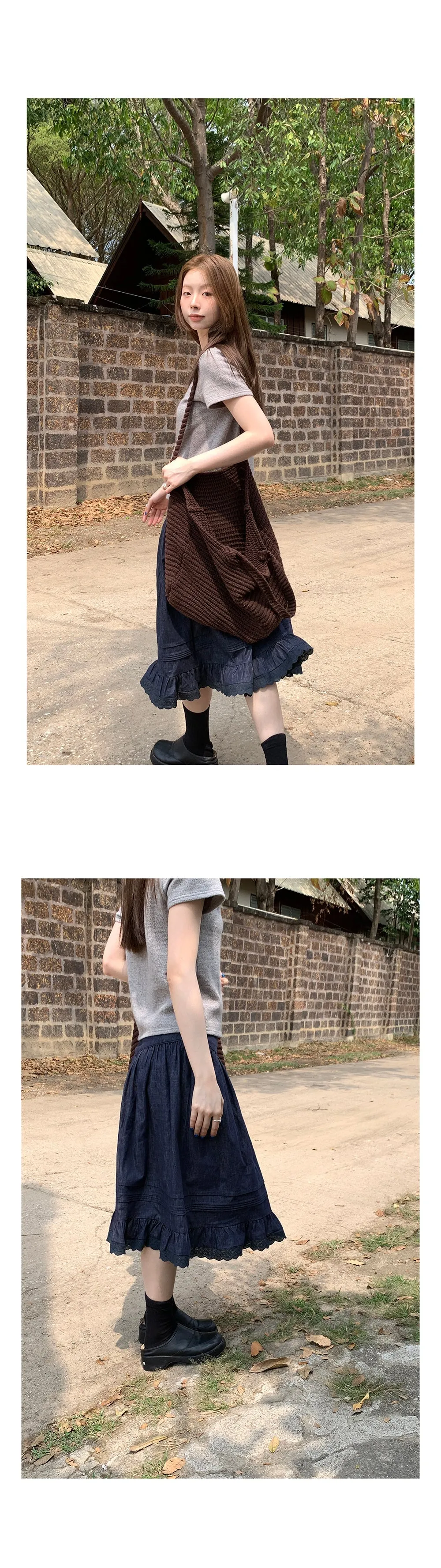 elegant cotton linen skirt 01