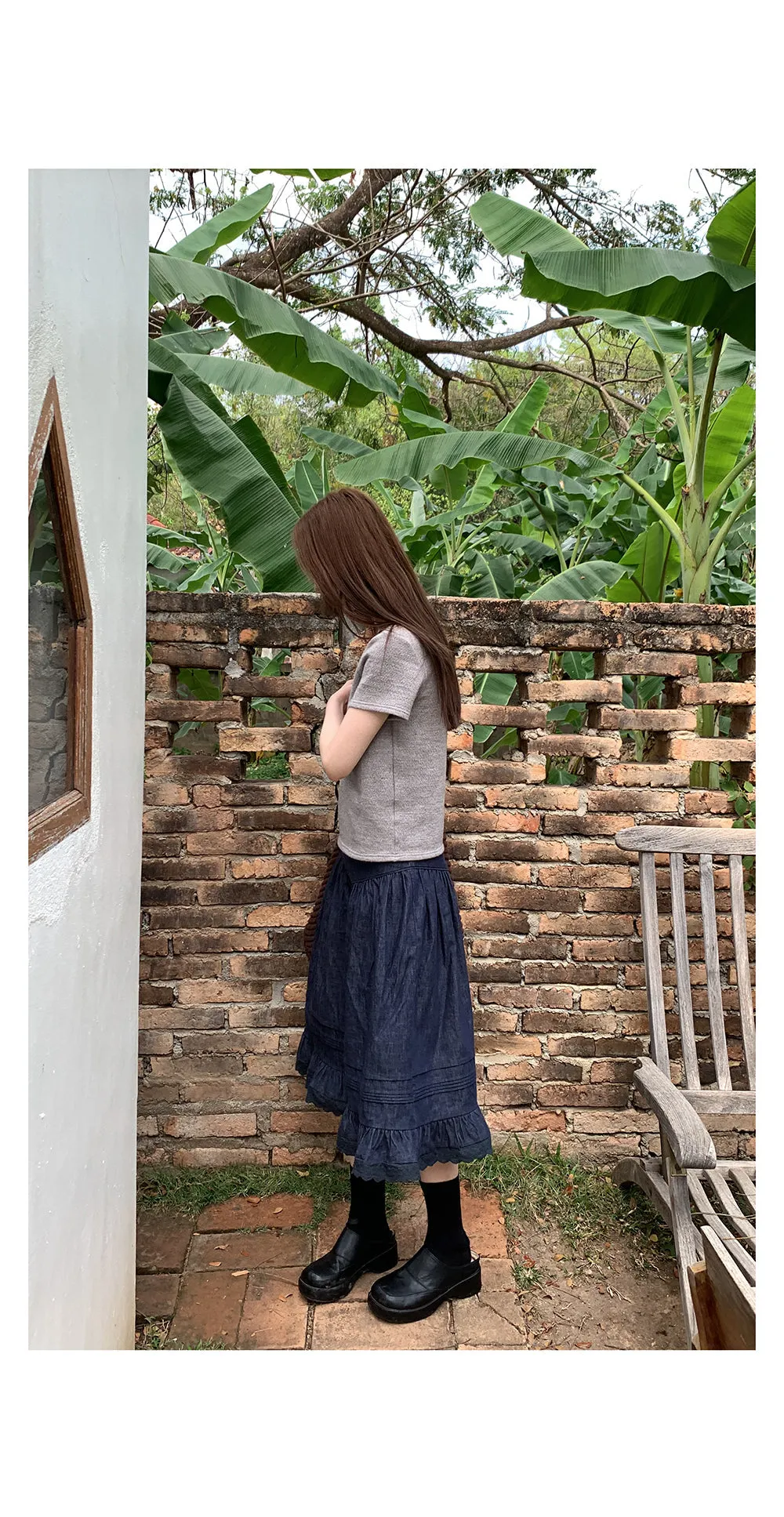 elegant cotton linen skirt 01