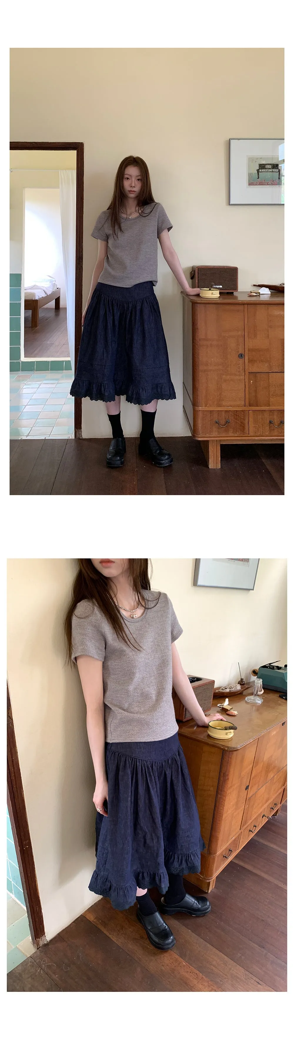 elegant cotton linen skirt 01