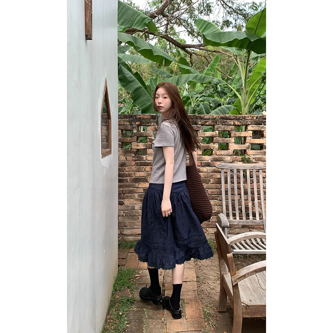 elegant cotton linen skirt 01