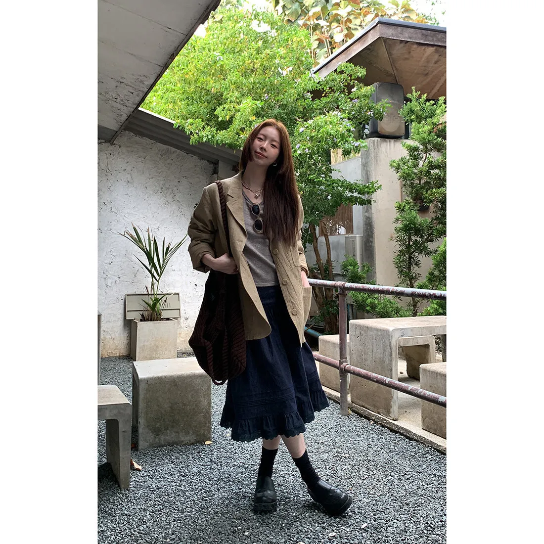 elegant cotton linen skirt 01