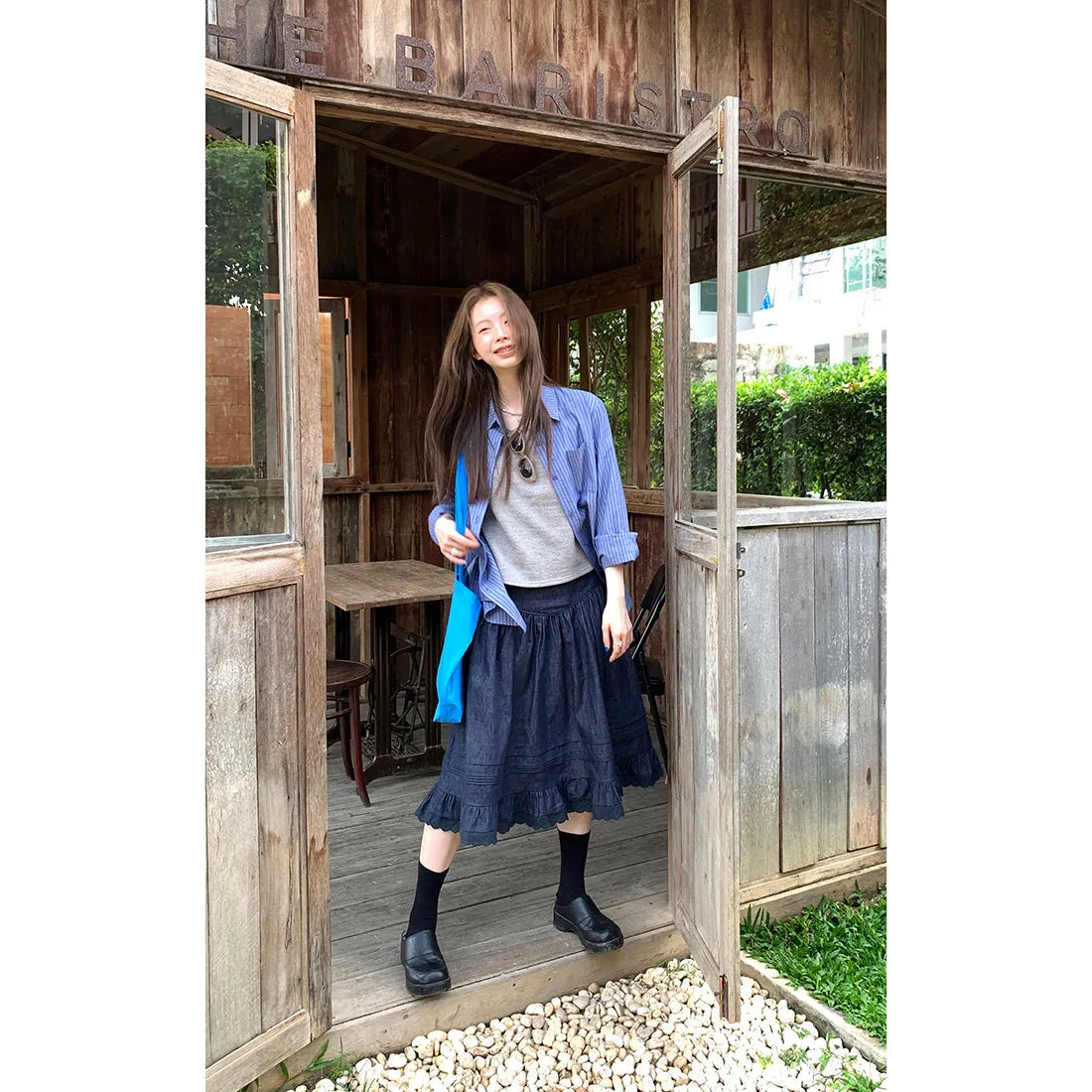elegant cotton linen skirt 01