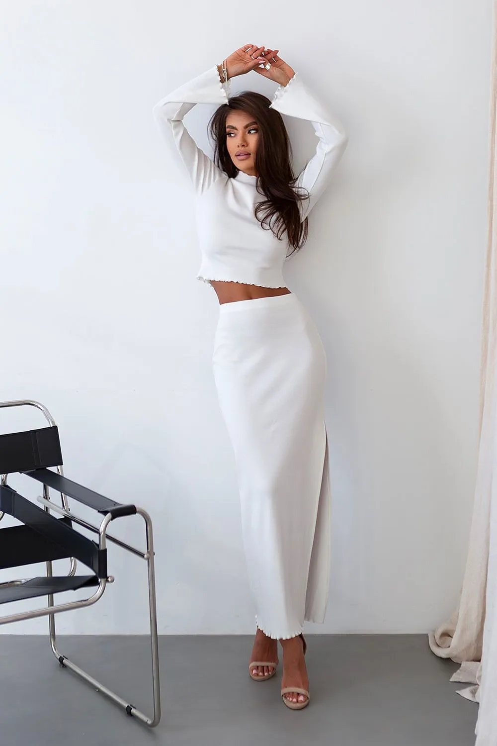 Elegant Flared Blouse Skirt Set
