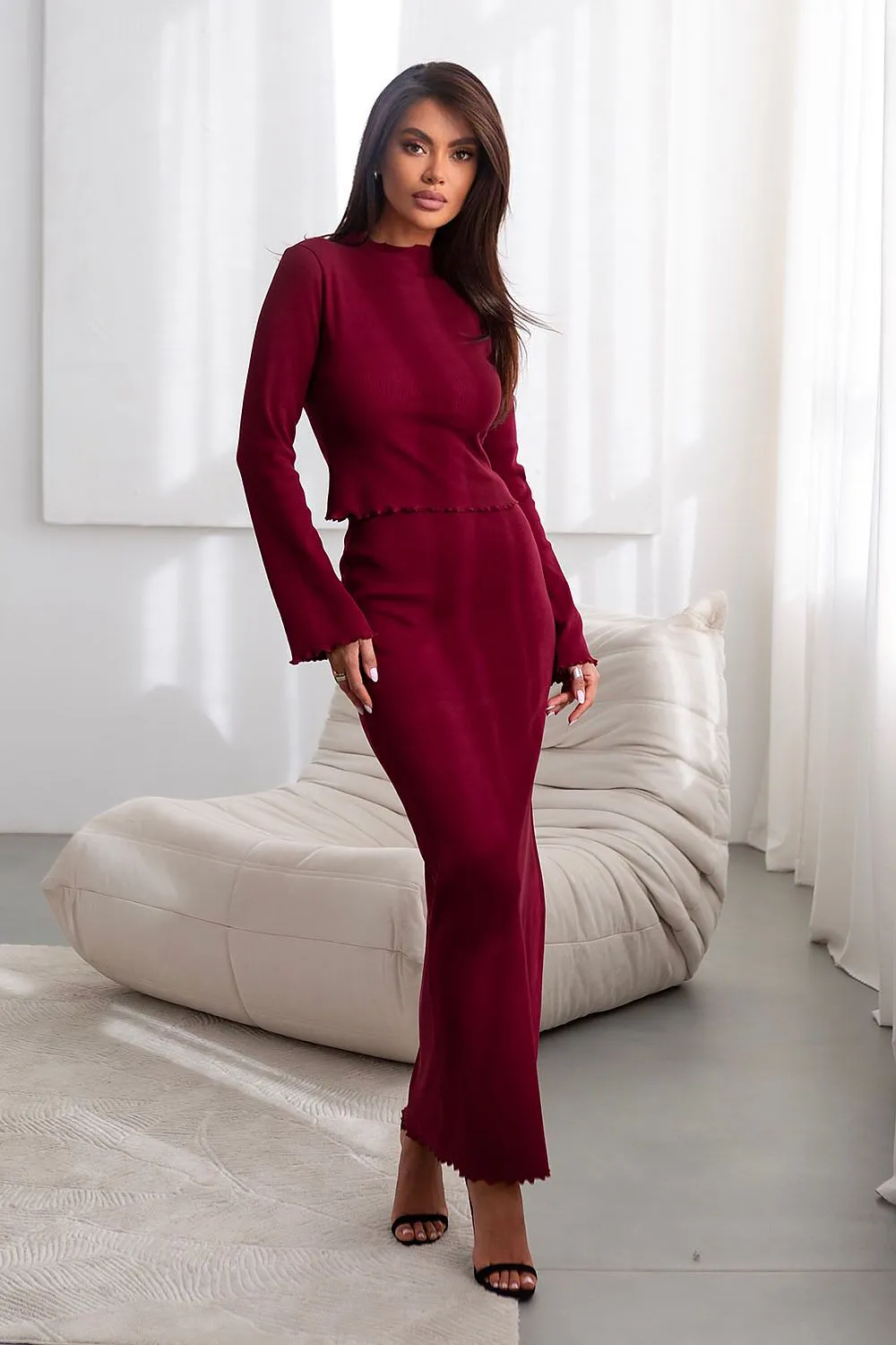 Elegant Flared Blouse Skirt Set