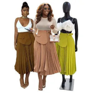 Elegant High Waist Lace Up Skirts
