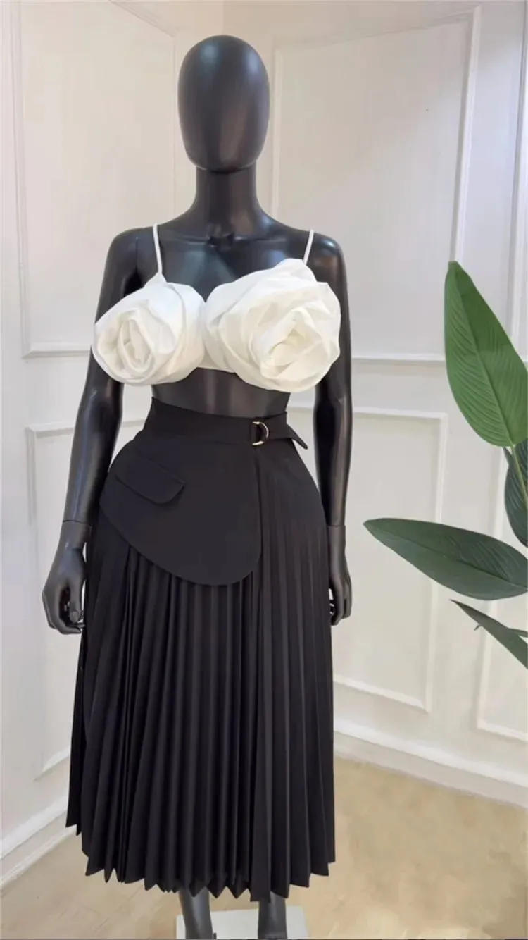 Elegant High Waist Lace Up Skirts