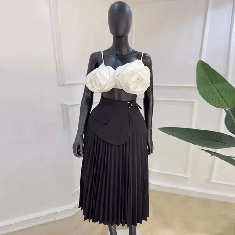 Elegant High Waist Lace Up Skirts