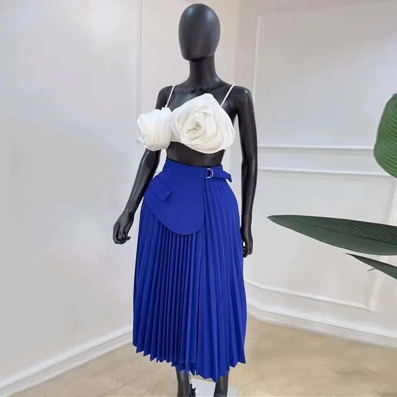 Elegant High Waist Lace Up Skirts