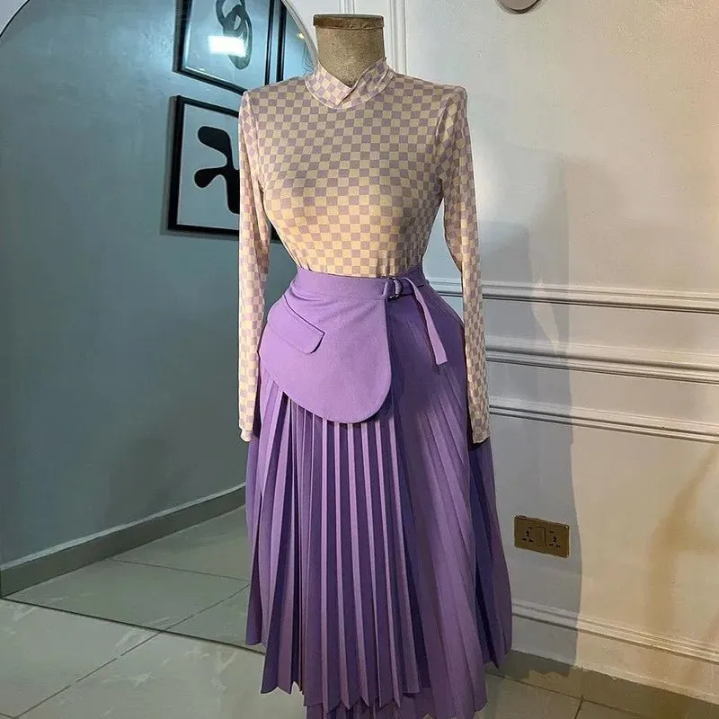 Elegant High Waist Lace Up Skirts